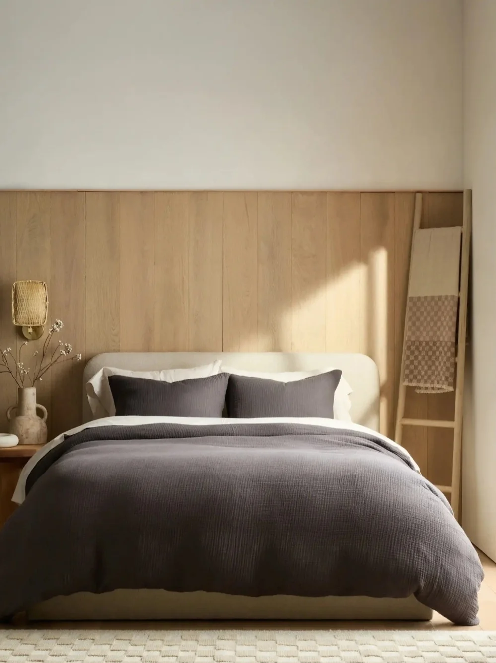 NIB Quince Organic Cotton Gauze 3pc Duvet Set, Full/Queen, Charcoal